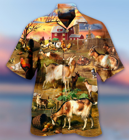 Goat Love Funny Farm - Hawaiian Shirt 