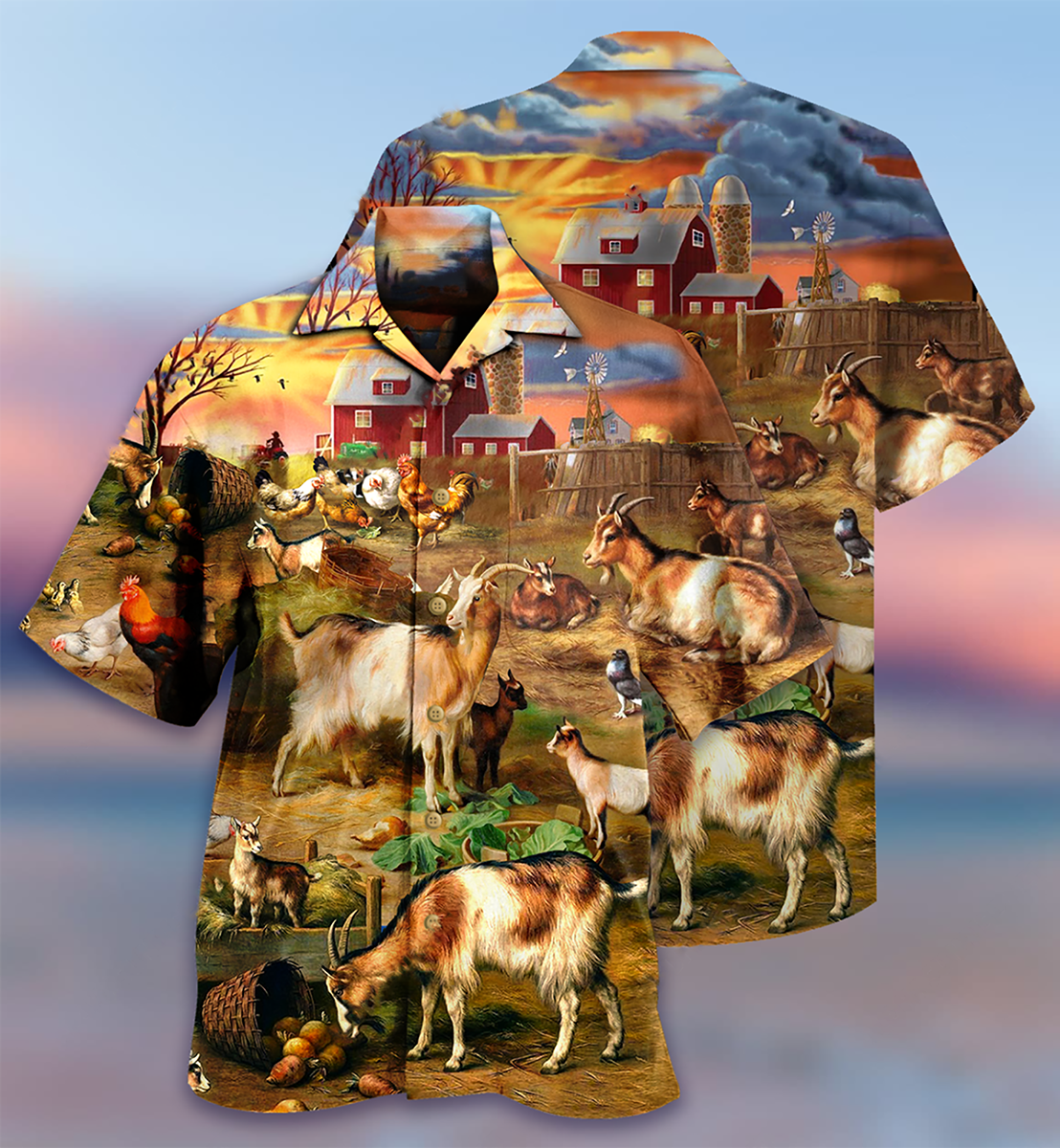 Goat Love Funny Farm - Hawaiian Shirt 