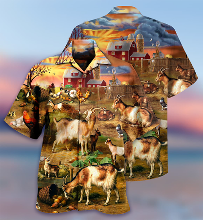 Goat Love Funny Farm - Hawaiian Shirt 