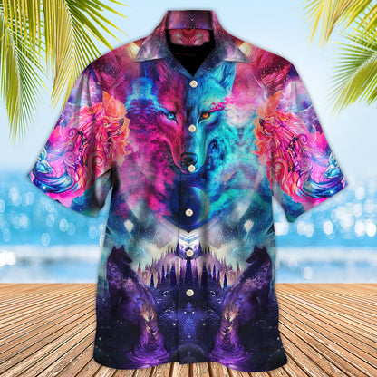 Wolf Colorful Loves Over Night - Hawaiian Shirt 