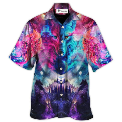Hawaiian Shirt / Adults / S Wolf Colorful Loves Over Night - Hawaiian Shirt 