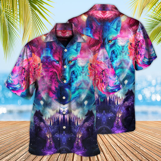 Wolf Colorful Loves Over Night - Hawaiian Shirt 