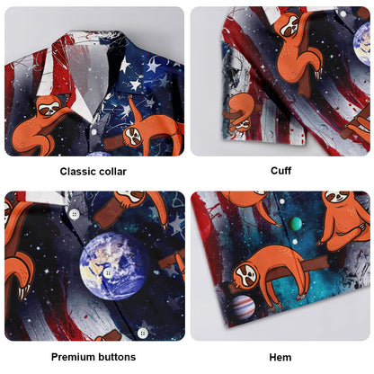 Yoga Independence Day Sloth Cute - Unisex Hawaiian Shirt For Men and Women