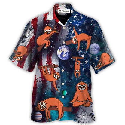 Yoga Independence Day Sloth Cute - Unisex Hawaiian Shirt For Men and Women