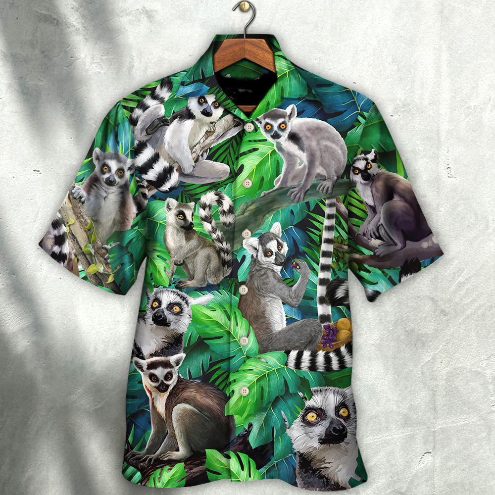 Lémur Madagascar En La Selva - Camisa Hawaiana Unisex Para Hombres y Mujeres