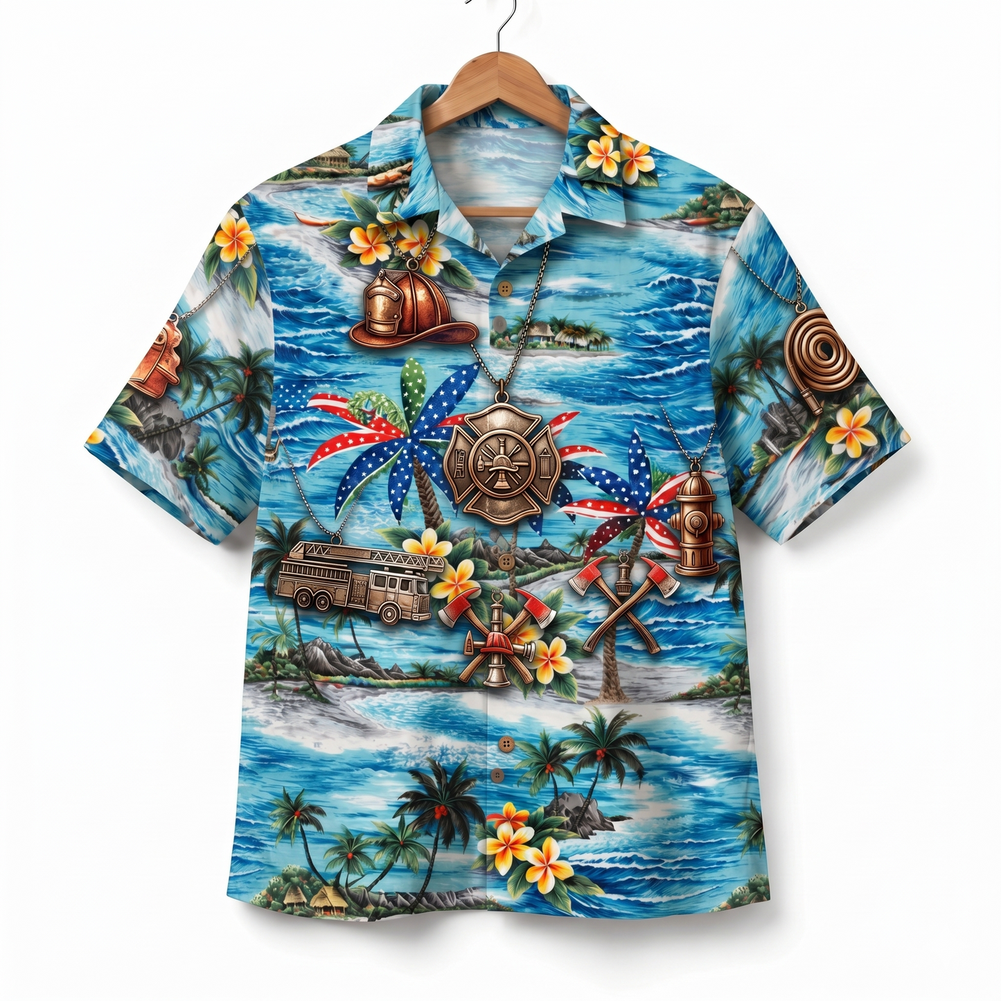 Firefighter Veteran 250 Years America Premium Unisex Hawaiian Shirt For Men and Women