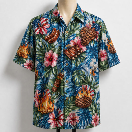 BBQ Food Lover America 4th July 250 Years Anniversary Premium Unisex Hawaiian Shirt For Men and Women
