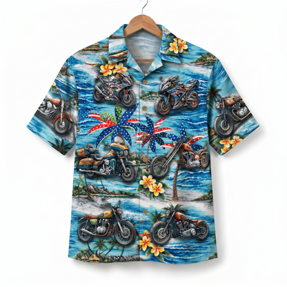 Motorcycle Lover America 4th July 250 Years Anniversary Premium Unisex Hawaiian Shirt For Men and Women
