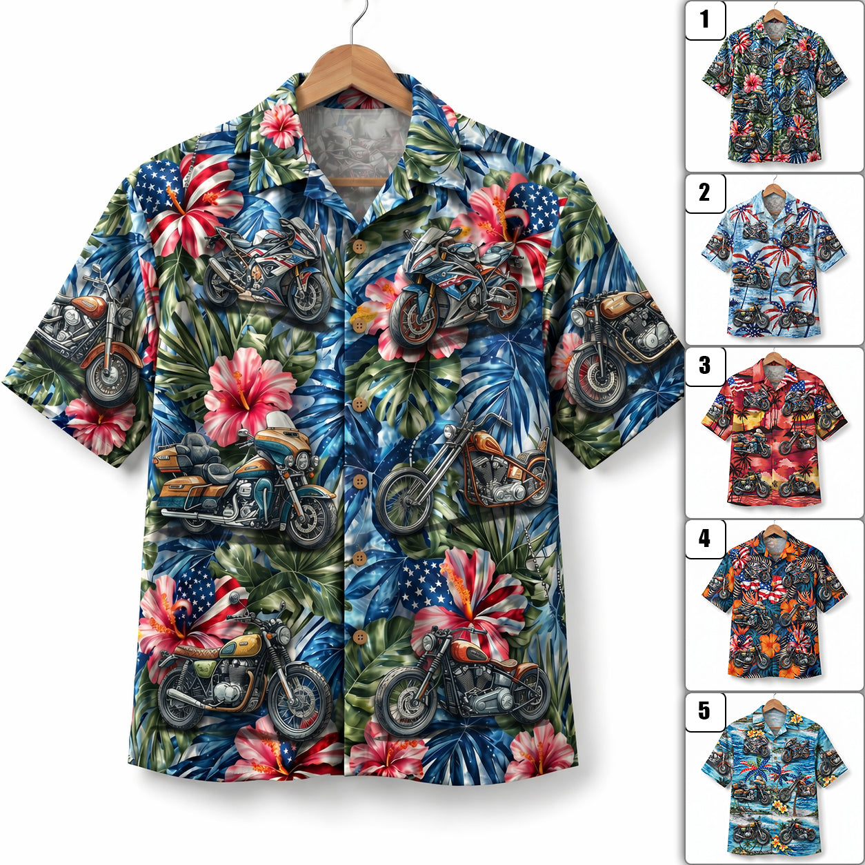 Motorcycle Lover America 4th July 250 Years Anniversary Premium Unisex Hawaiian Shirt For Men and Women