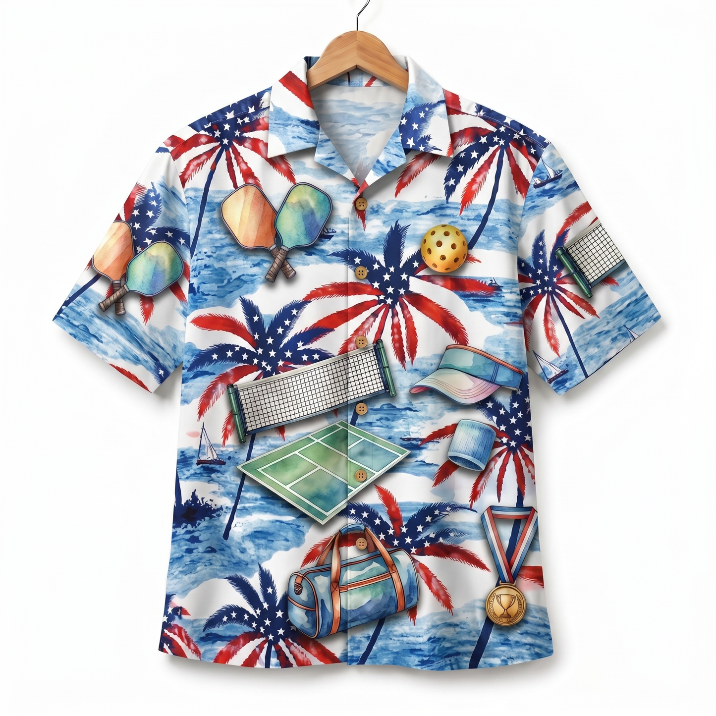 Pickleball America 4th July 250 Years Anniversary Premium Unisex Hawaiian Shirt For Men and Women