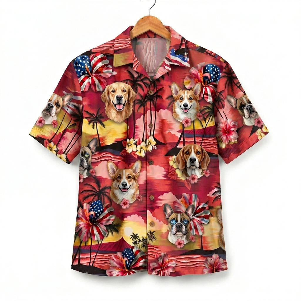 Dog America 4th July 250 Years Anniversary Premium Unisex Hawaiian Shirt For Men and Women