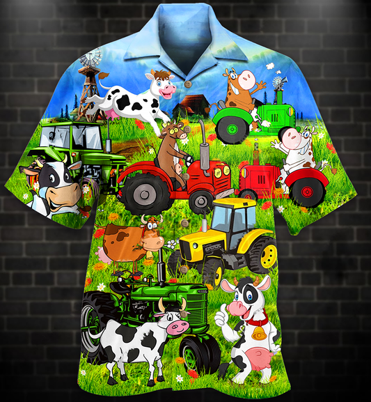 Cow Funny Happy Everyday - Hawaiian Shirt 