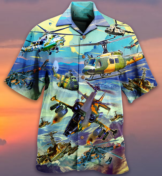 Combat Aircraft Sky Line Blue Style - Hawaiian Shirt 
