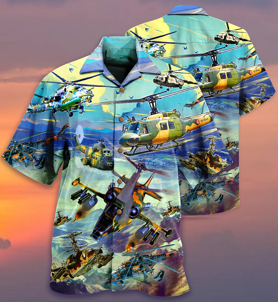 Combat Aircraft Sky Line Blue Style - Hawaiian Shirt 