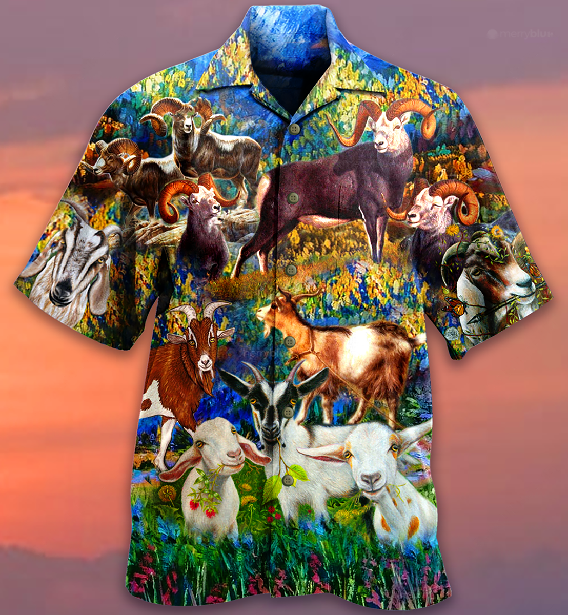 Goat Love Animals Life Grass - Hawaiian Shirt 