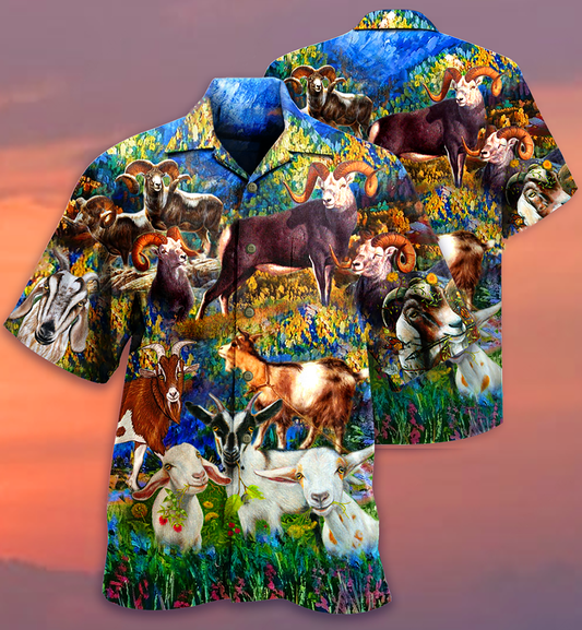 Goat Love Animals Life Grass - Hawaiian Shirt 