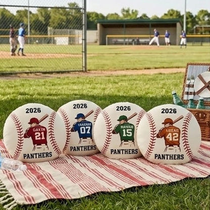 Personalized Baseball Pillow Custom Name Number Team Gift, Kids Sports Room Decor Cushion, Baseball Fan Gift, Custom Pillow