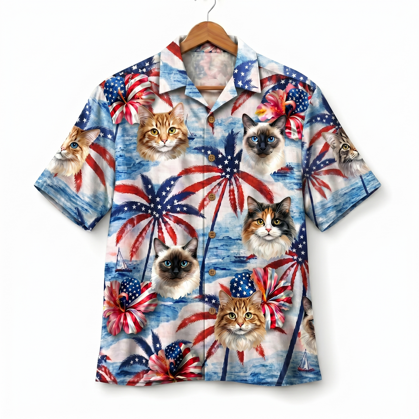 Cat America 4th July 250 Years Anniversary Premium Unisex Hawaiian Shirt For Men and Women