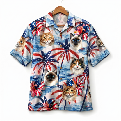 Cat America 4th July 250 Years Anniversary Premium Unisex Hawaiian Shirt For Men and Women