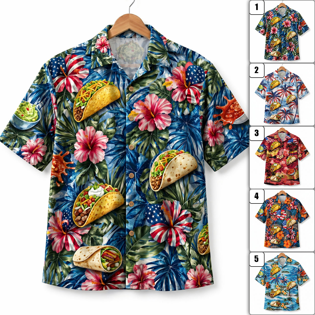Tacos Lover America 4th July 250 Years Anniversary Premium Unisex Hawaiian Shirt For Men and Women