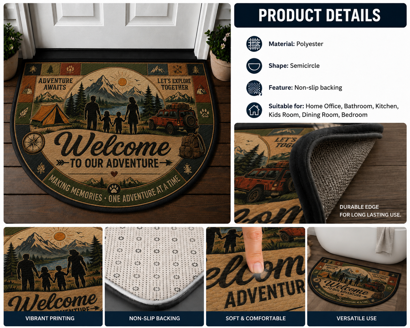 Camp Host Welcome Doormat - RV Camper & Campfire Outdoor Welcome Mat - 5to9vibe