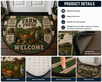 Farm Fresh Locally Grown Welcome Mat - Support Local Farmers Red Truck Doormat - 5to9vibe