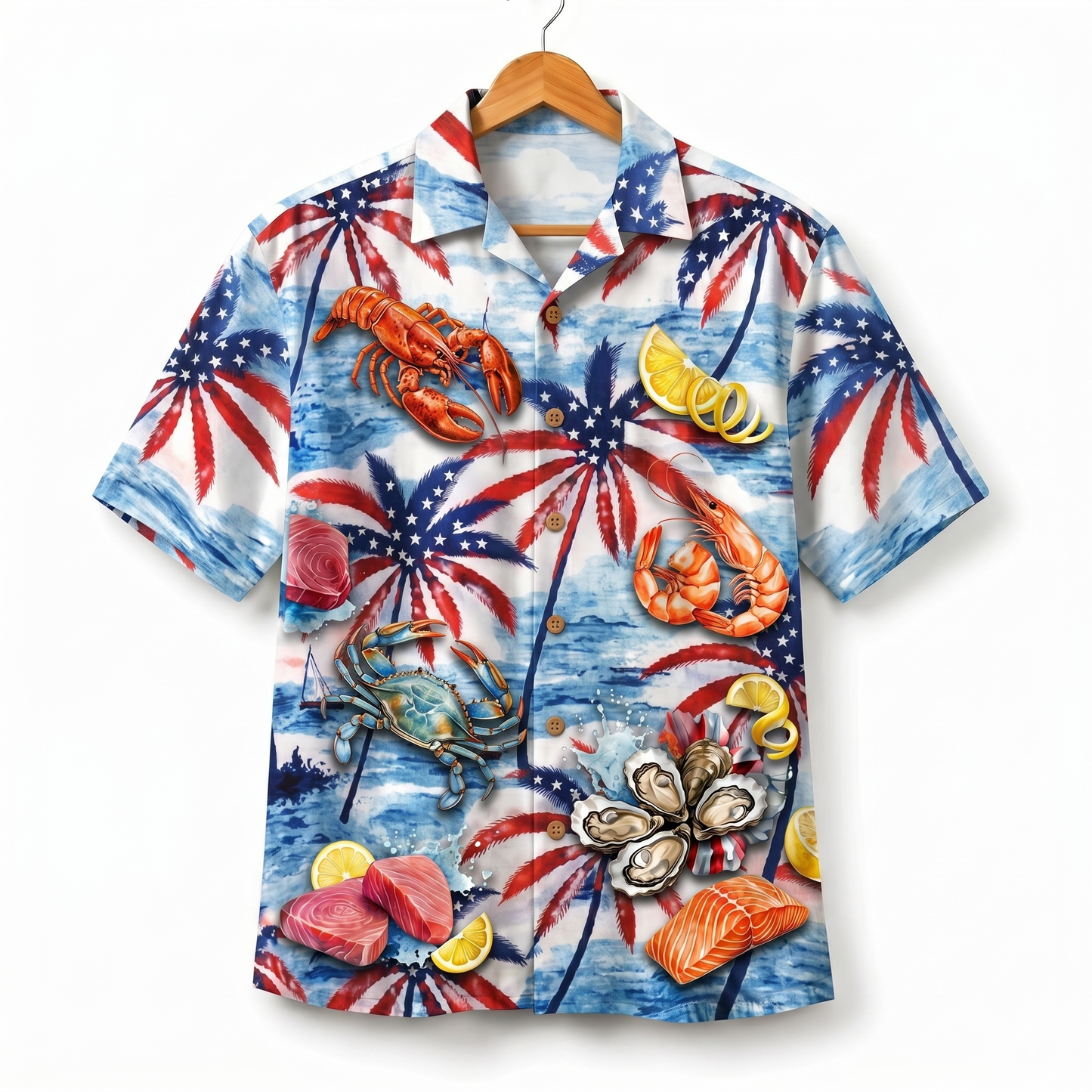 Seafood Lover America 4th July 250 Years Anniversary Premium Unisex Hawaiian Shirt For Men and Women