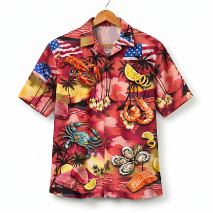 Seafood Lover America 4th July 250 Years Anniversary Premium Unisex Hawaiian Shirt For Men and Women