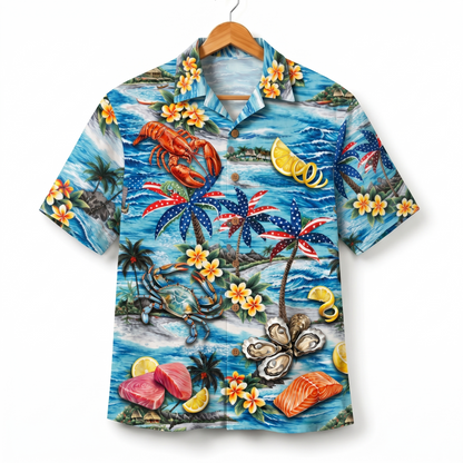 Seafood Lover America 4th July 250 Years Anniversary Premium Unisex Hawaiian Shirt For Men and Women