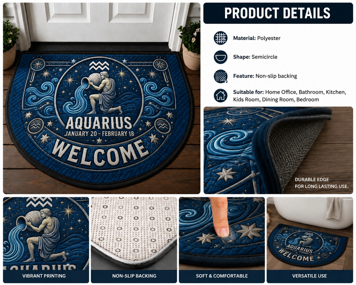 Gemini Zodiac Welcome Mat - Twin Astrology Celestial Welcome Doormat - 5to9vibe