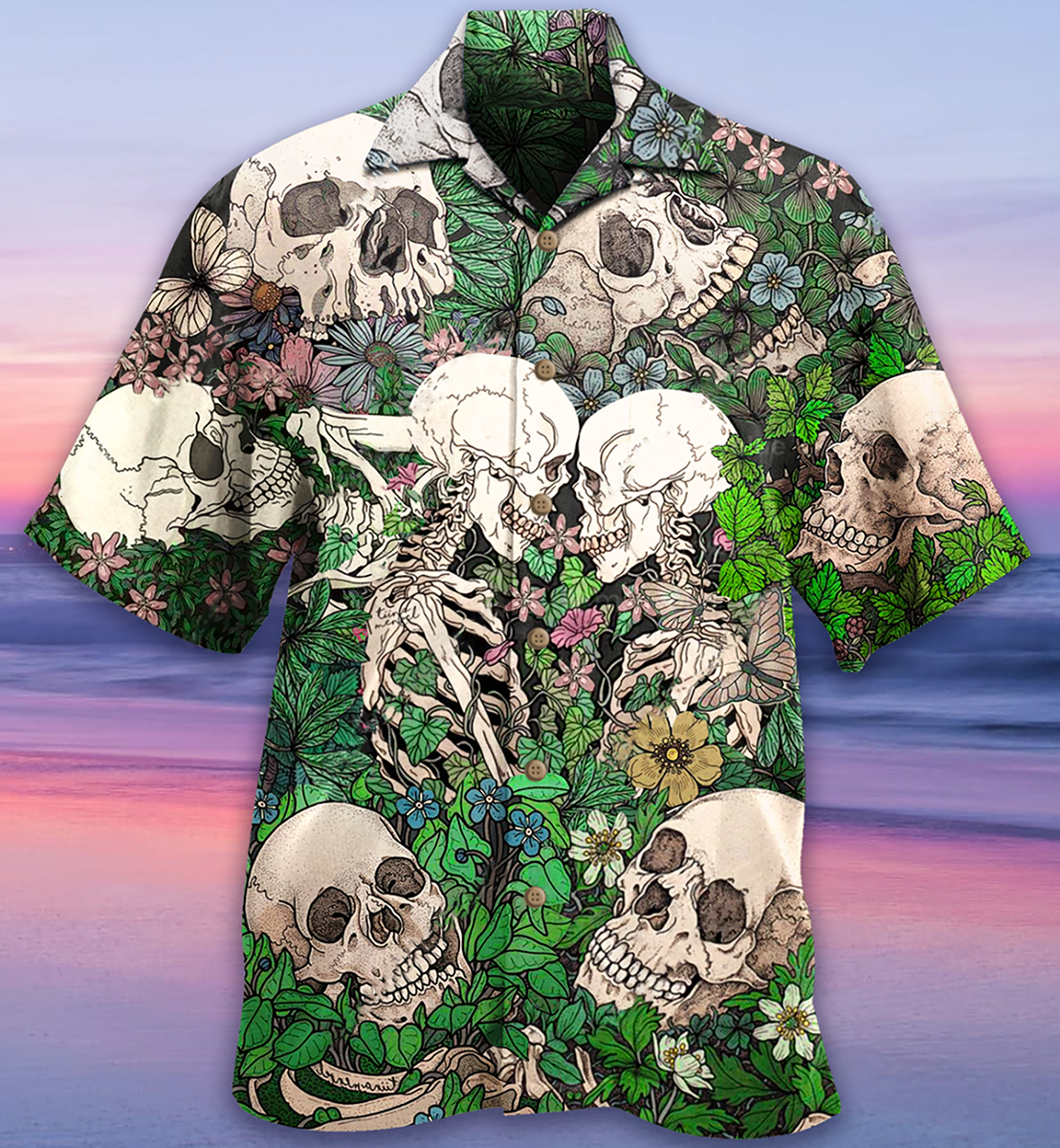 Skull Couple Kiss - Hawaiian Shirt 
