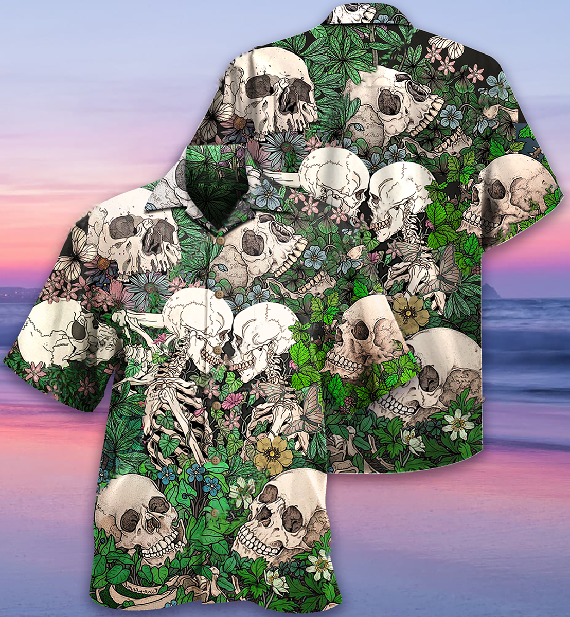 Skull Couple Kiss - Hawaiian Shirt 