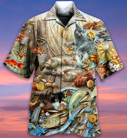 Cat Love Fish Delicious Meal - Hawaiian Shirt 