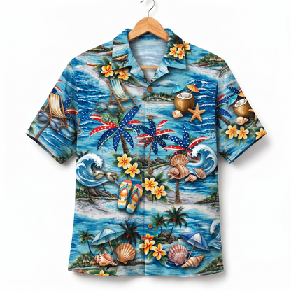 Beach Life America 4th July 250 Years Anniversary Premium Unisex Hawaiian Shirt For Men and Women