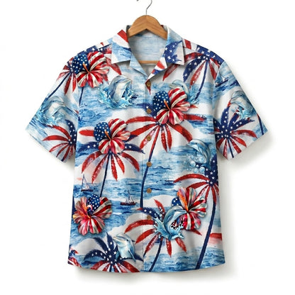 Dolphin America 4th July 250 Years Anniversary Premium Unisex Hawaiian Shirt For Men and Women