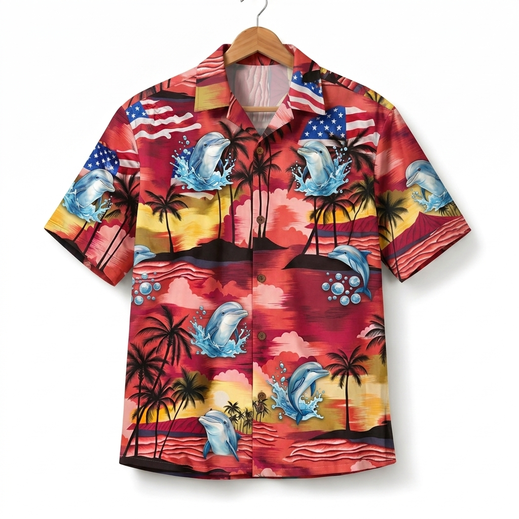 Dolphin America 4th July 250 Years Anniversary Premium Unisex Hawaiian Shirt For Men and Women