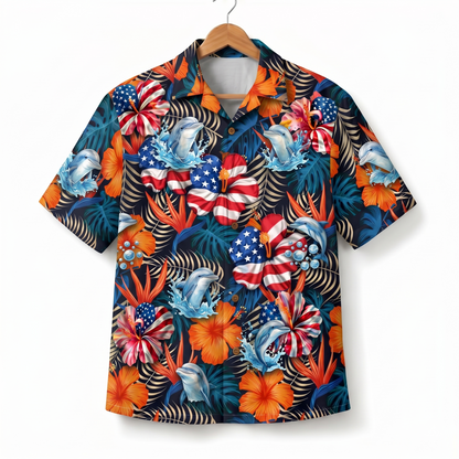 Dolphin America 4th July 250 Years Anniversary Premium Unisex Hawaiian Shirt For Men and Women