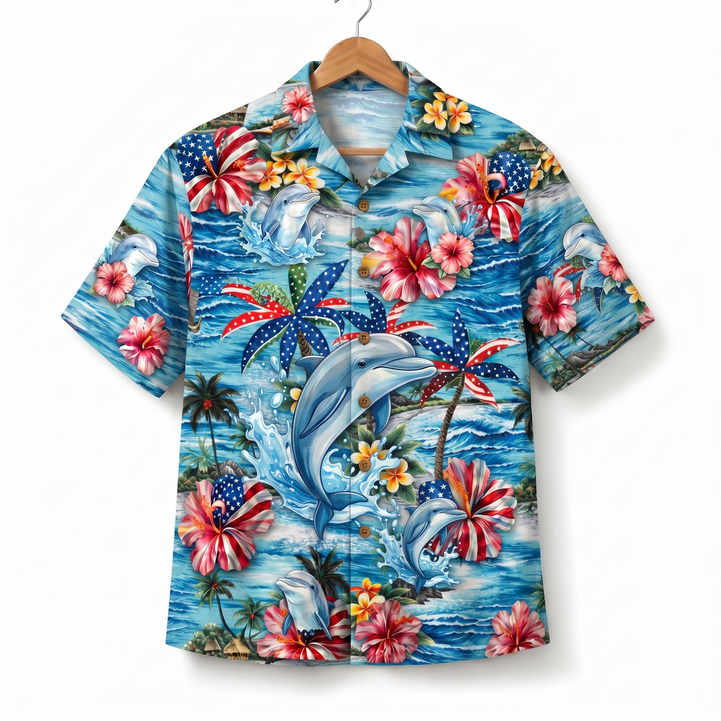Dolphin America 4th July 250 Years Anniversary Premium Unisex Hawaiian Shirt For Men and Women