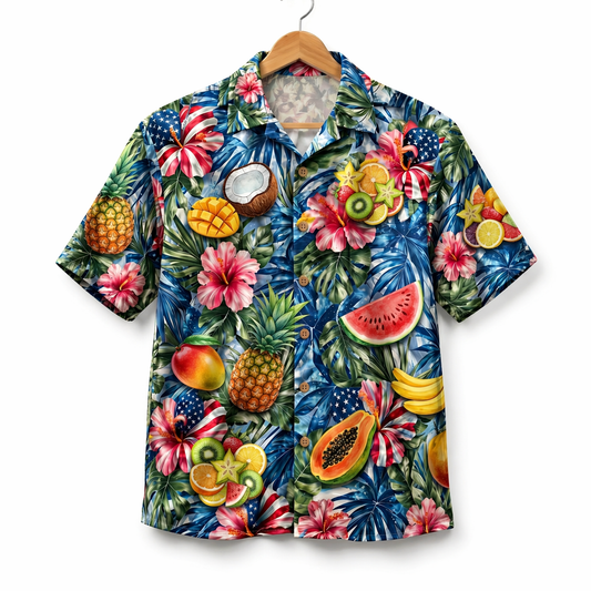 Tropical Fruit Lover America 4th July 250 Years Anniversary Premium Unisex Hawaiian Shirt For Men and Women