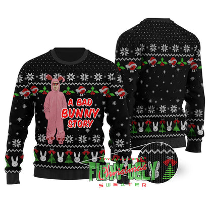 A Bad Bunny Story Christmas Sweater Black