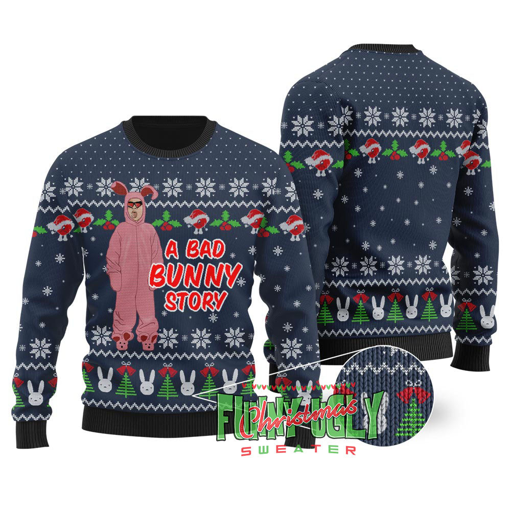 A Bad Bunny Story Christmas Sweater Navy
