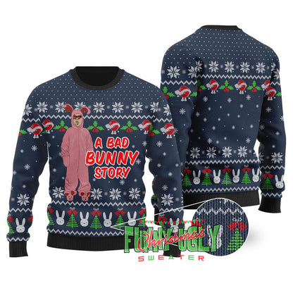 A Bad Bunny Story Christmas Sweater Navy
