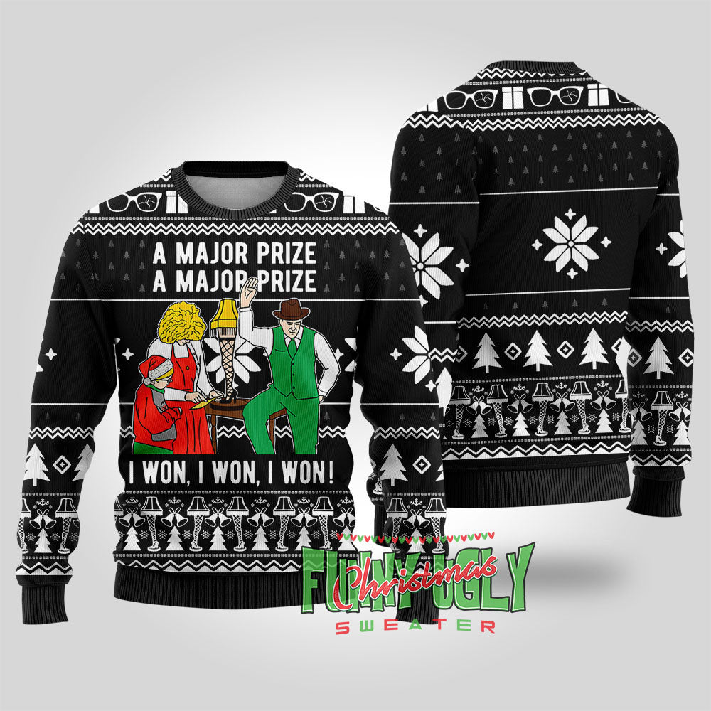A Christmas Major Prize Funny Ugly Sweater Black