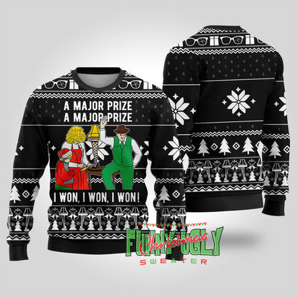 A Christmas Major Prize Funny Ugly Sweater Black