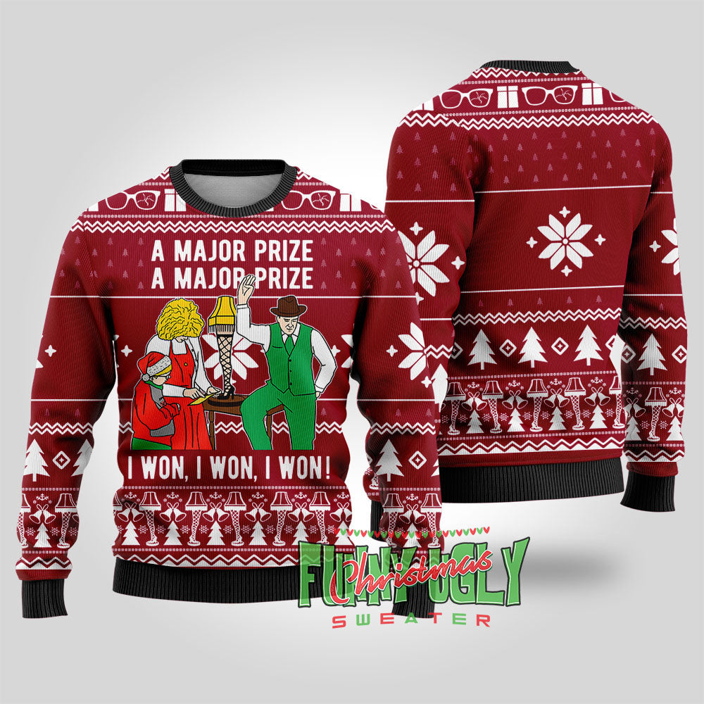 A Christmas Major Prize Funny Ugly Sweater Cardinal Red