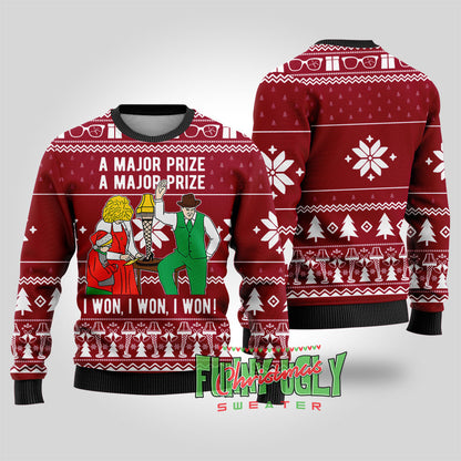 A Christmas Major Prize Funny Ugly Sweater Cardinal Red