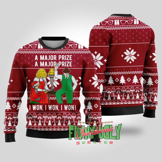 A Christmas Major Prize Funny Ugly Sweater Cardinal Red