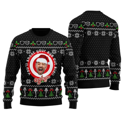 You Will Shoot Your Eye Out Kid Custom Face Men's Christmas Sweater