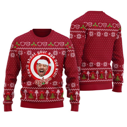 A Christmas Story Quotes Custom Face Ugly Sweater For Adult