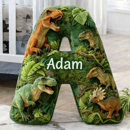 Dino and Princess Pillow Custom Name Gift  For Girls, Boys Irregular-Shaped Pillow Custom